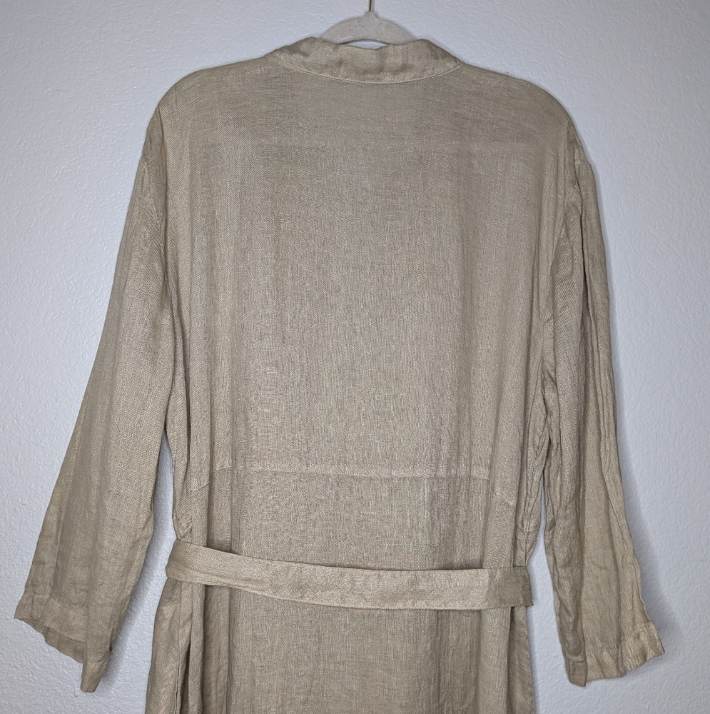 CP Shades Womens Lagenlook Tie Belted Tan Linen Button-Up Maxi Shirt Dress XL - Picture 7 of 9